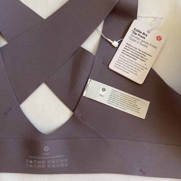 lululemon Enlite Bra Zip Front Size 34C Dark Lavender NWT - Picture 4 of 4